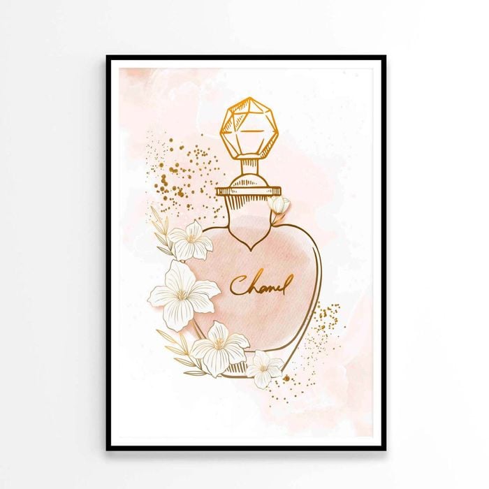 Elegant Gold Peach colored Fashion Perfume   Print 100% Australian Made 90 x 120cm   (Poster)