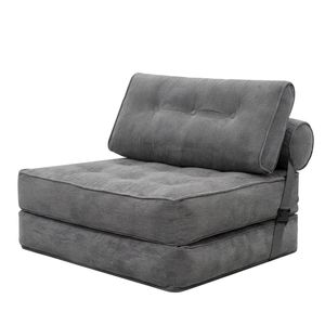 Levede Convertible Sofa Bed Foldable Single Sleeper Bed Compact Living Room Grey