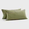 Dreamaker Bonnie Washed Cotton King Pillowcase Twin Pack Olive 50x90cm