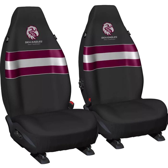 NRL Front Car Seat Covers - Manly Sea Eagles - Set Of 2 One Size Fits All -