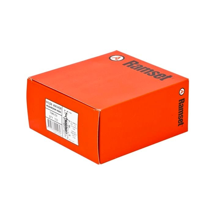 Ramset Nylon Anchor Mushroom Head 6.3 x 50mm 100pk