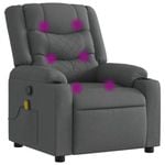 vidaXL Massage Recliner Chair Reclining Armchair Single Sofa Dark Grey Fabric