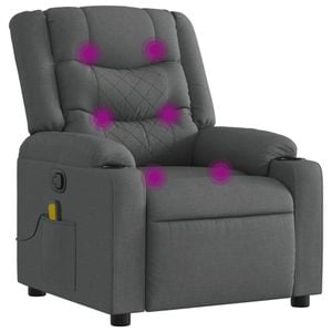 vidaXL Massage Recliner Chair Reclining Armchair Single Sofa Dark Grey Fabric