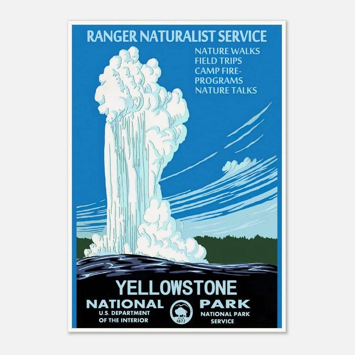 Galrie Vintage 1938 Yellowstone National Park Travel Poster Featuring Old Faithful Geyser, Poster Only, A1 60x 84cm (23x 33inch)