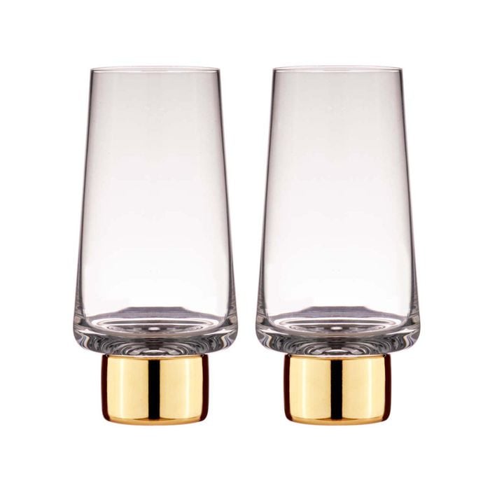 Tempa Aurora Clear Set of 2 Highball Tumbler Gold
