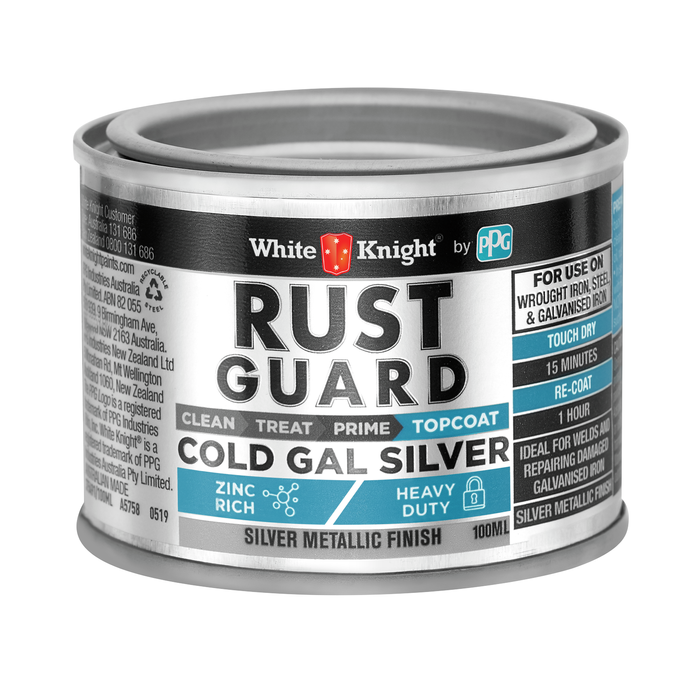 White Knight 100ml Cold Gal Silver Rust Guard Primer Paint - 100ml