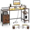 Costway Home Office Desk Computer Table w/Adjustable Shelf-Brown