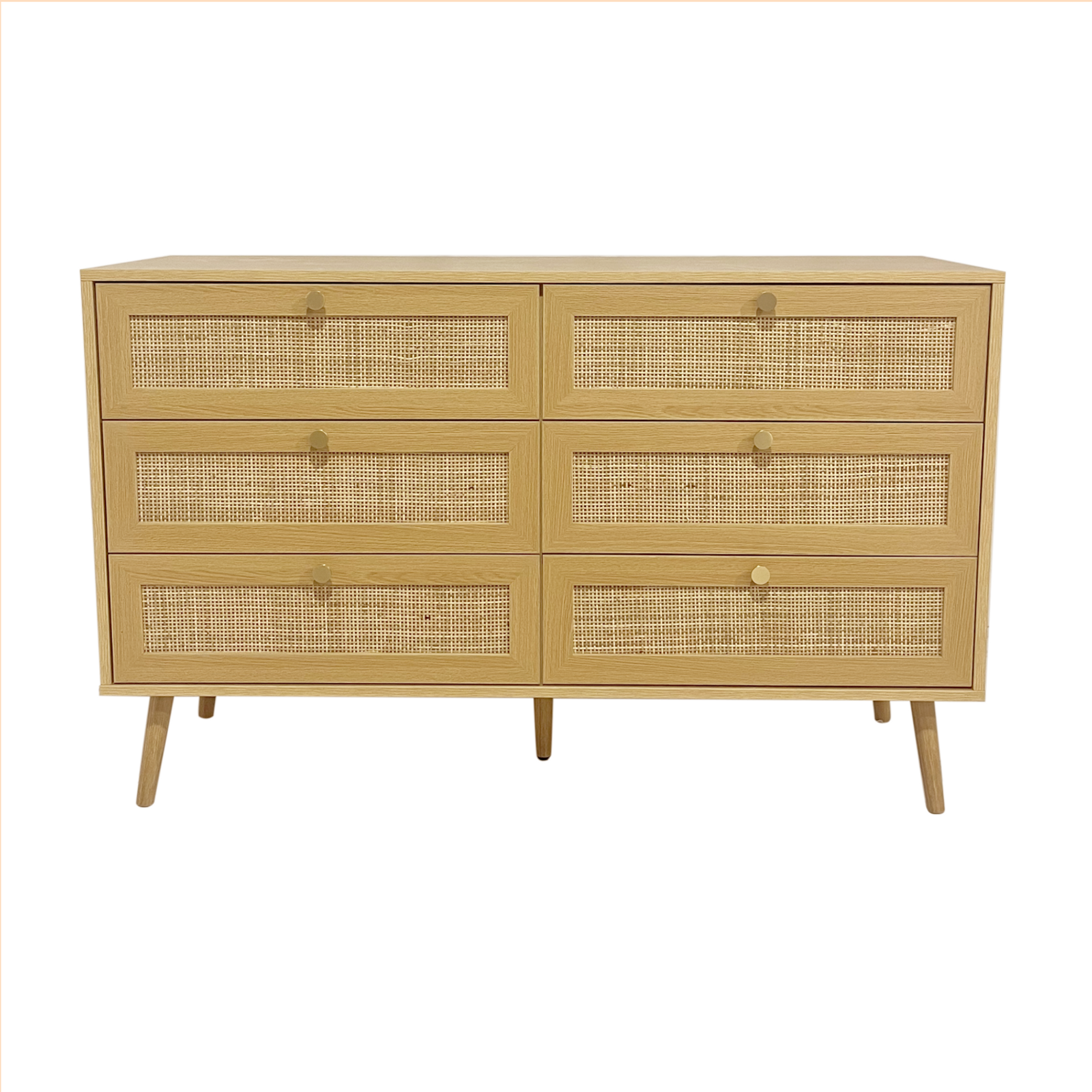 Foret 6 Chest of Drawers Rattan Tallboy Cabinet Bedroom Clothes Storage Wood