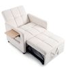 Ufurniture 3-in-1 Single Sofa Bed Velvet Convertible Sleeper Pull Out Couch W/ Usb Port & Side Table Beige