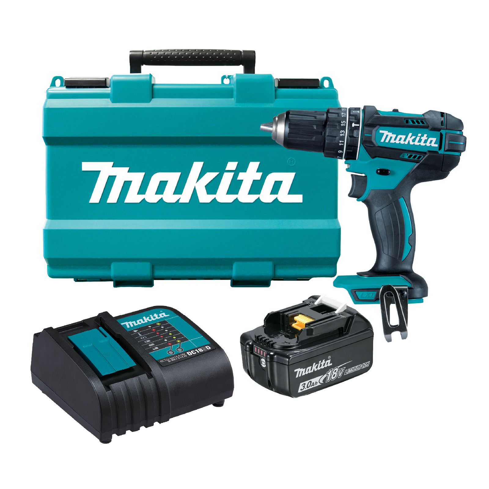 Makita LXT 18V Li-Ion Cordless Hammer Drill Kit With 3.0Ah Battery product image