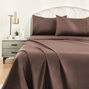 LINENOVA 100% Cotton Luxury Soft Sheet Set-Chocolate Single