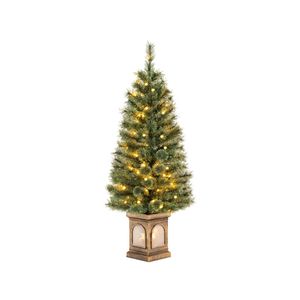 Costway 125cm Potted Christmas Tree Pre-Lit Xmas Tree w/Remote Control