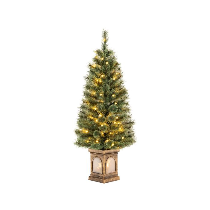 Costway 125cm Potted Christmas Tree Pre-Lit Xmas Tree w/Remote Control