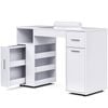 Advwin Manicure Table Vanity Desk with Dust Collector Glass Top Storage Cabinet White