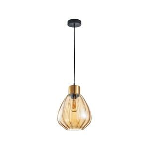 CLA Lighting TULIP1 Interior Bronze Amber Wine Glass Ribbed Pendant Light- 1 lit