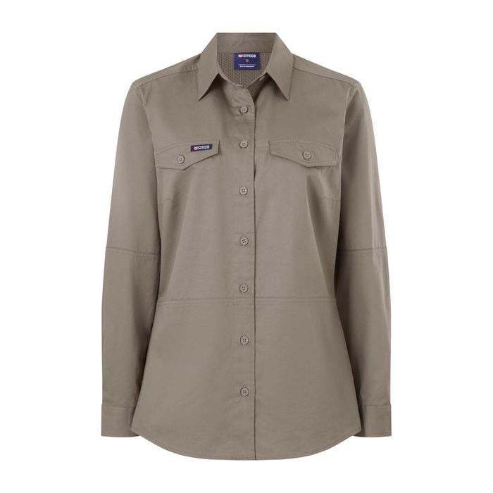 Citeco Womens Khaki Long Sleeve Shirt - Size 12