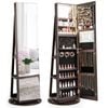 Costway 360° Rotating Jewelry Cabinet Full Length Mirror Armoire Brown