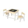 Costway Kids Table & Chairs Set Wooden Activity Desk W/whiteborad & Blackboard Natural