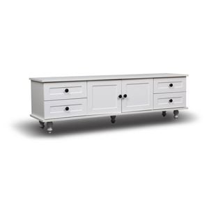 Foret Tv Cabinet Stand Entertainment Unit Storage Shelf Classic White Wood 140cm