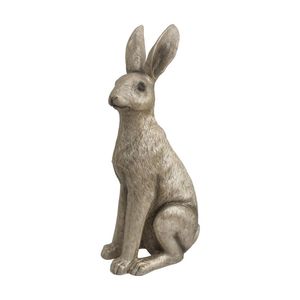 LVD Polyresin Sculpture Sitting Hare Figure Home/Office Decor Champagne Lrg