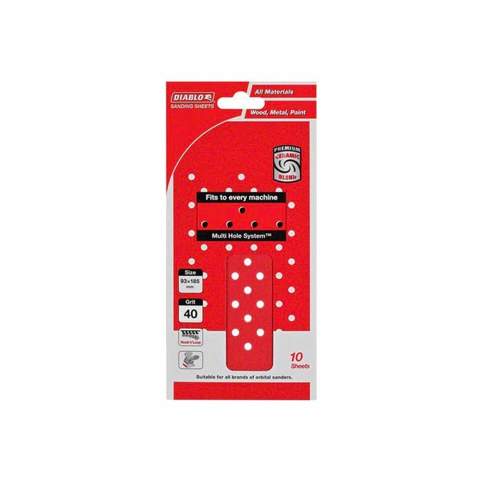 Diablo 93 x 185mm Grit 40 Orbital Sanding Sheet - 10 Pack