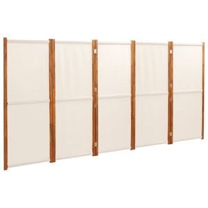 vidaXL 5-Panel Room Divider Cream White Privacy Screen Partition Separator