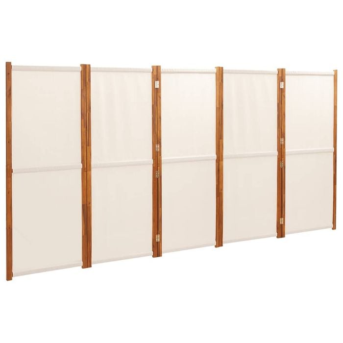 vidaXL 5-Panel Room Divider Cream White Privacy Screen Partition Separator