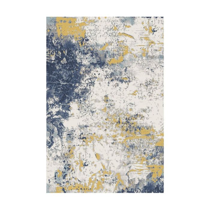 Urban Style Abstract Printed Microfibre Rug Decor Blue Yellow 160x240cm