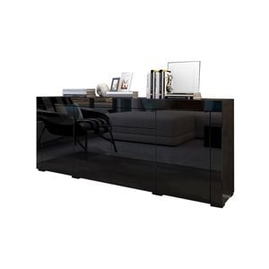 4 Door 1 Drawer Black Sideboard Buffet