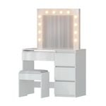 Artiss Dressing Table LED Makeup Mirror Stool Set 12 Bulbs Vanity Desk White