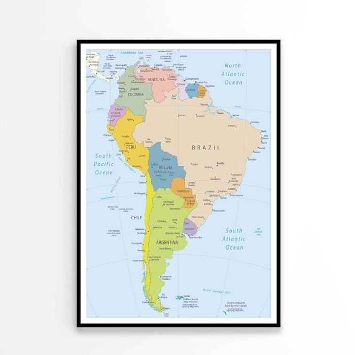 South America Highly Detailed  Print 100% Australian Made 90x120cm  (Poster)