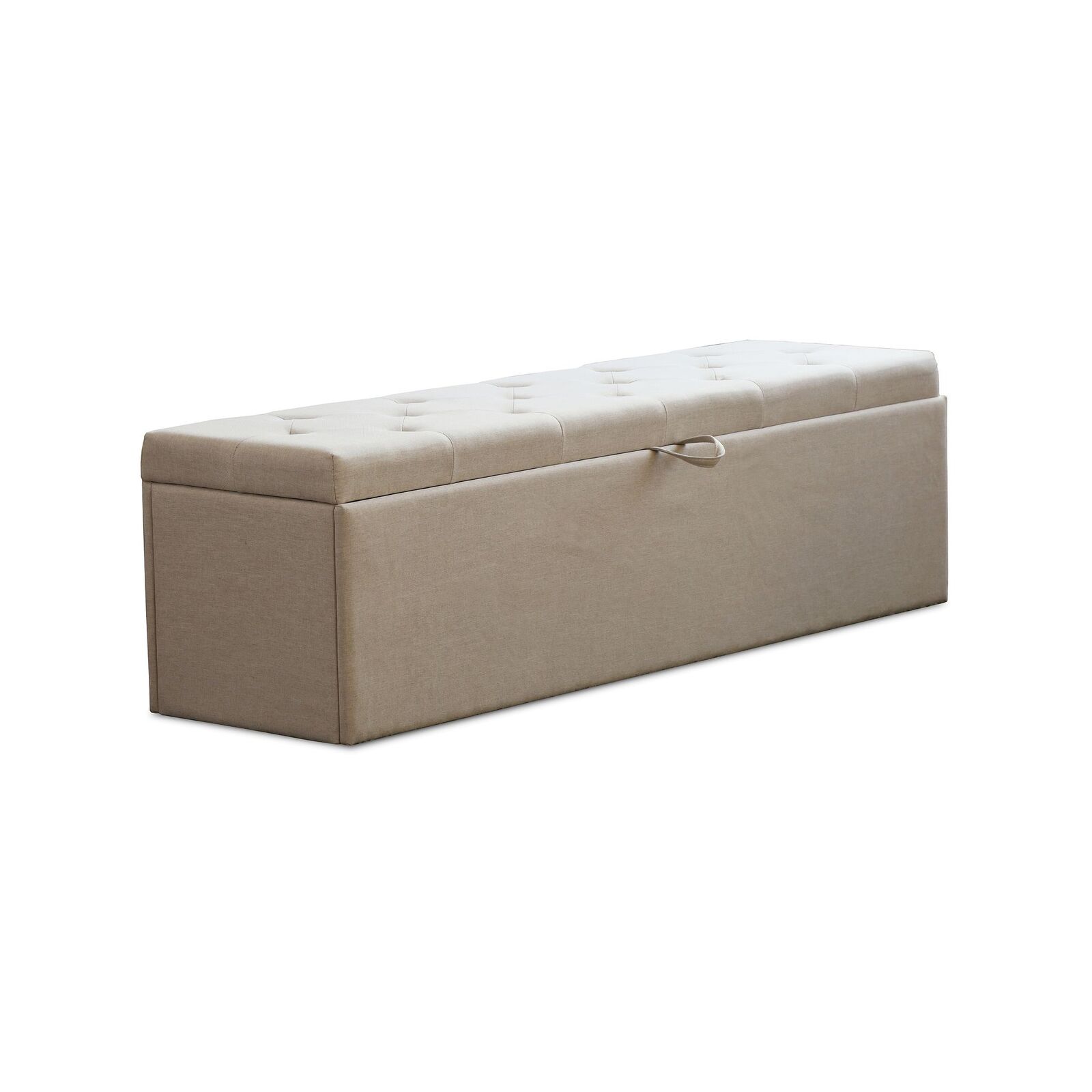 Italian Design Extra Large Ottomon Storage Box Wooden Fabric White Oak