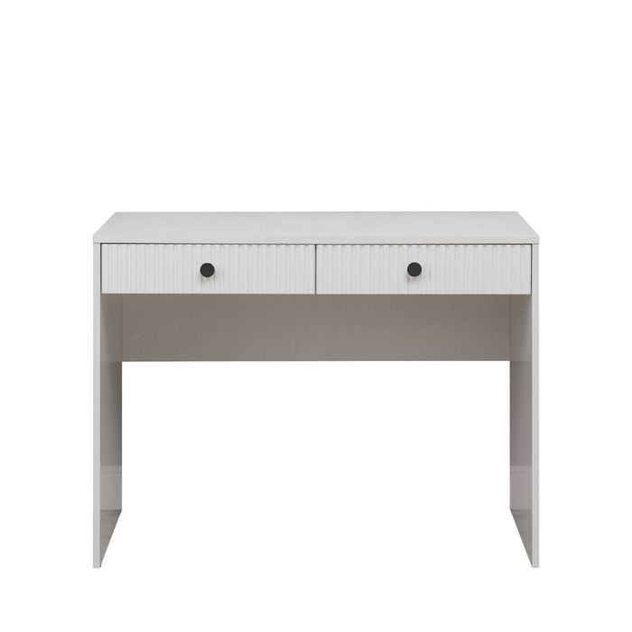 European Cabinetry Fluted Round Black Odessa Desk White