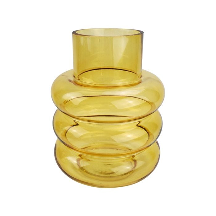 Urban Tommy 22cm Ring Glass Flower Vase Medium - Amber