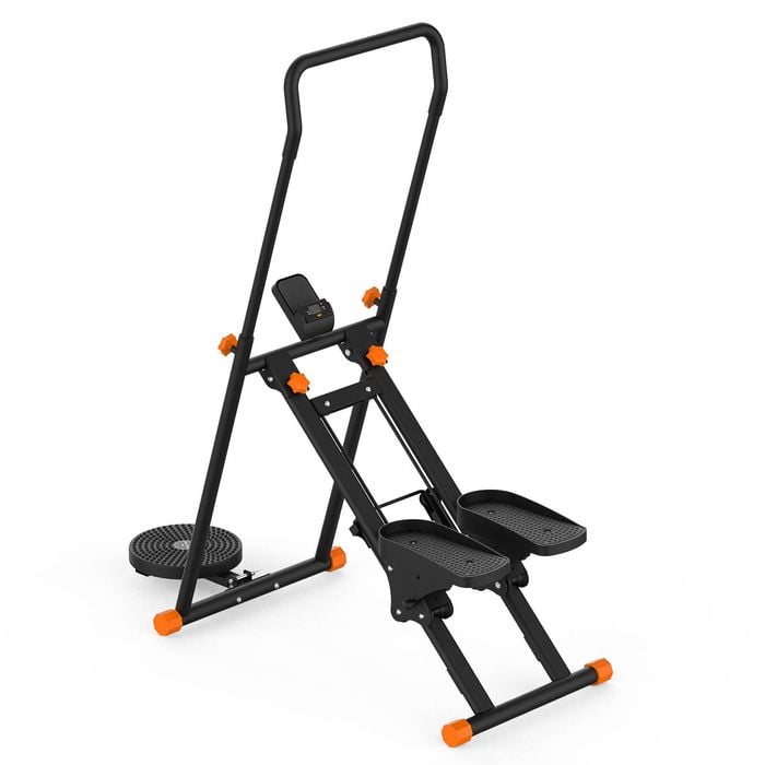 Advwin Adjustable Stair Stepper w/Twisting Waist Disc, Full Body Vertical Climber Exercise Machine for Home Black