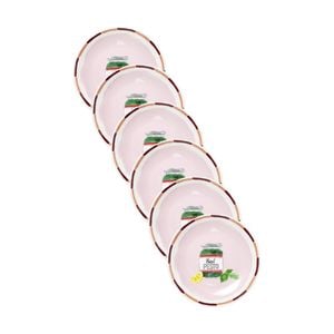 6pk Porto Valentina Italian Inspired Pesto Illustration Side Plate Pink 20cm