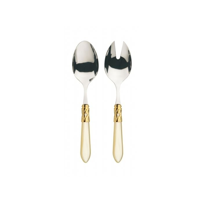 Bugatti Aladdin Gold Plated 2pc Salad Set - Ivory