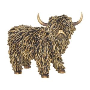 Gibson Gifts Shaggy Cow Standing Highland Figurine Bronze Polyresin