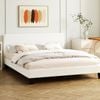 Oikiture White Boucle Bed Frame-Queen