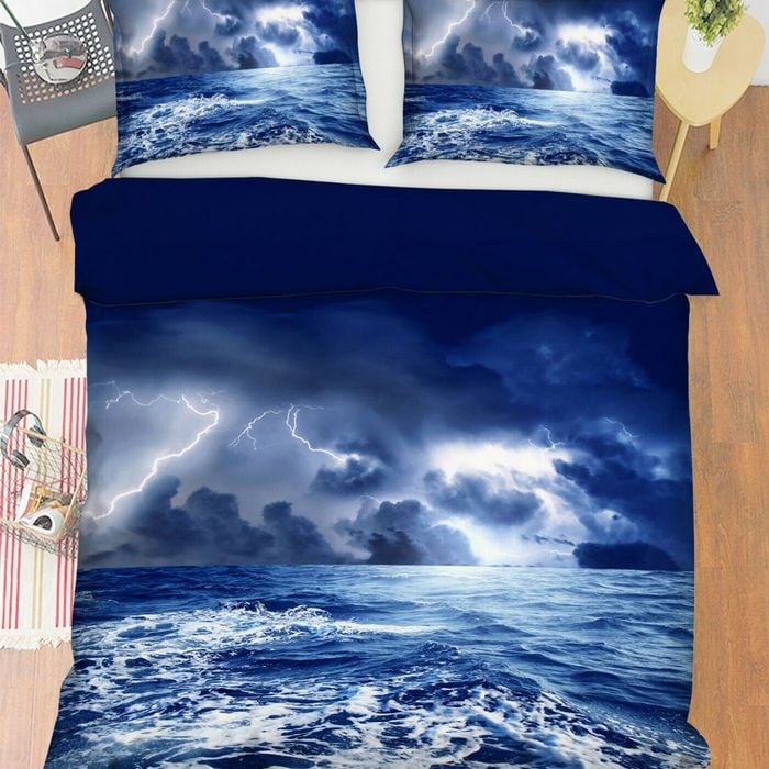 3D Lightning Ocean 192 Bed Pillowcases Quilt King Size