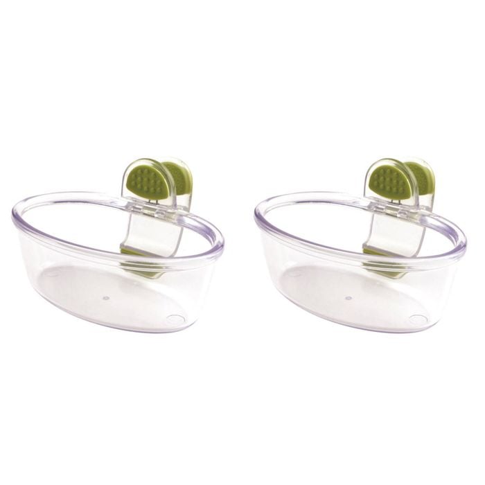 2PK Dexas KlipKup 11cm Plastic 1-Cup Serving Dip Container - Clear Green