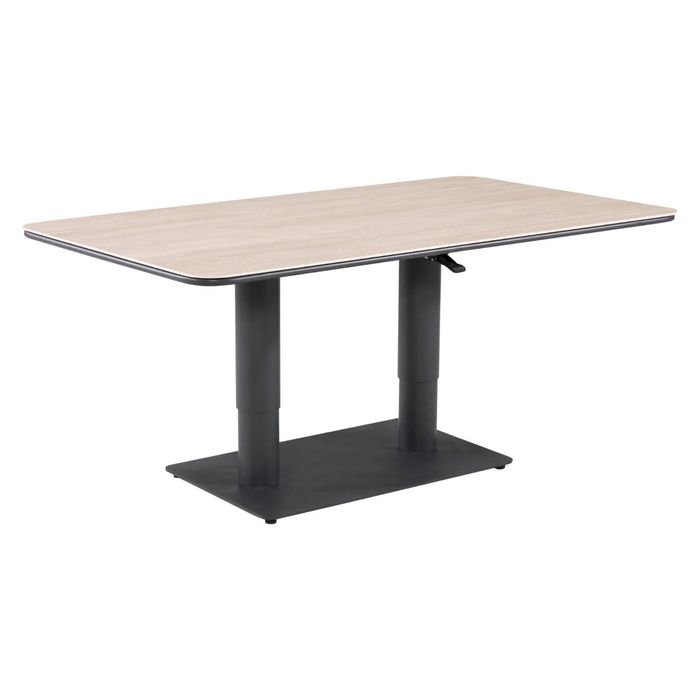 FurnitureOkay Malta Sintered Stone Outdoor Height Adjustable Table - Charcoal/Sandstone