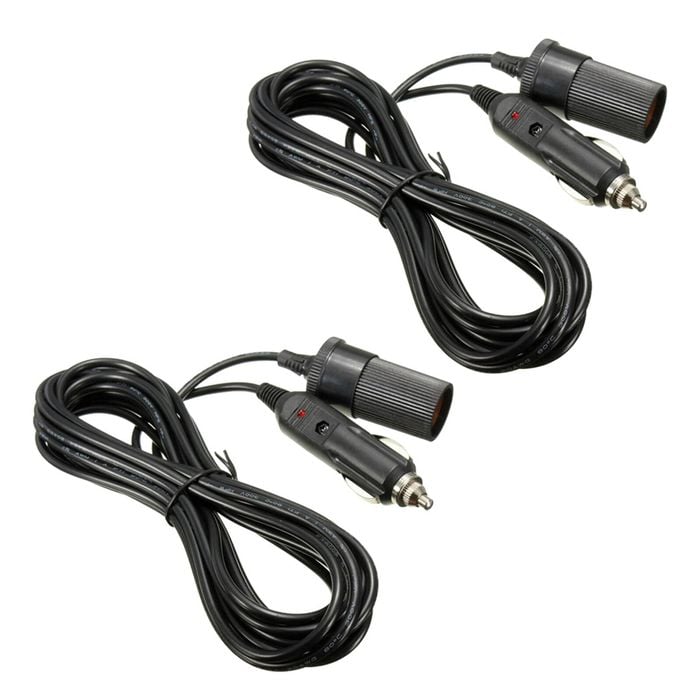 Digitel 2pcs 12v Car Cigarette Lighter Adapter Extension Cable Cord Lead Socket Plug Wire