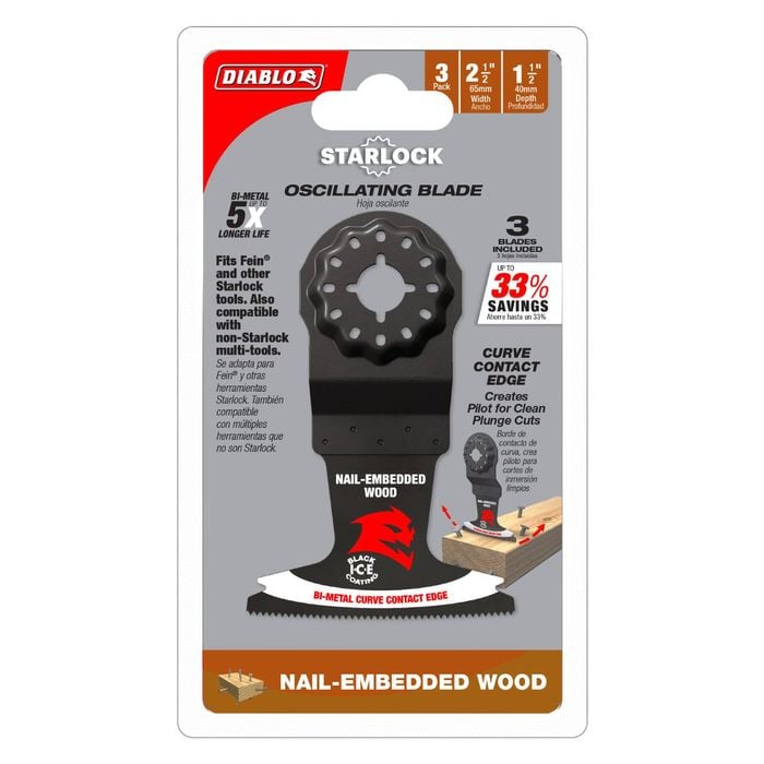 Diablo 2-1/2" Starlock Bi-Metal Demo Demo OMT for Nail-Embedded Wood 3 Pack