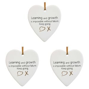 3x Ceramic Hanging 8x8cm Heart Growth w/ Hanger Ornament Home/Office Room Decor