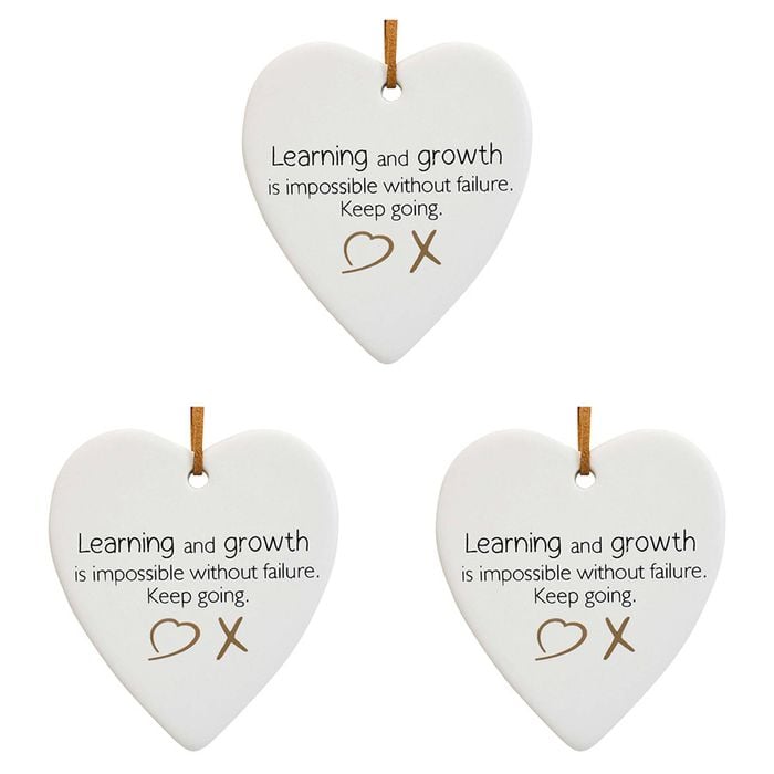 3x Ceramic Hanging 8x8cm Heart Growth w/ Hanger Ornament Home/Office Room Decor
