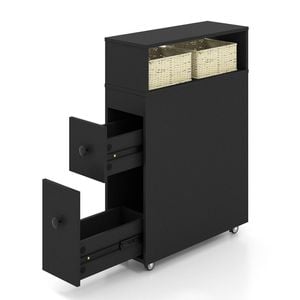 Costway Mobile Storage Cabinet Slim Side Cupboard w/Tissue Holder - Black
