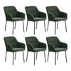 Oikiture Set Of 6 Dining Chairs Kitchen Accent Armchairs Chenille Fabric Green