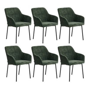 Oikiture Set Of 6 Dining Chairs Kitchen Accent Armchairs Chenille Fabric Green