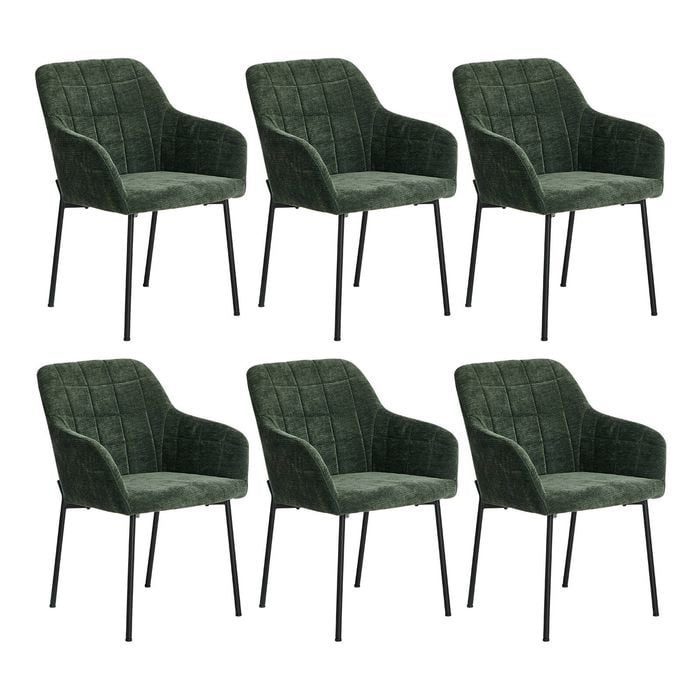 Oikiture Set Of 6 Dining Chairs Kitchen Accent Armchairs Chenille Fabric Green